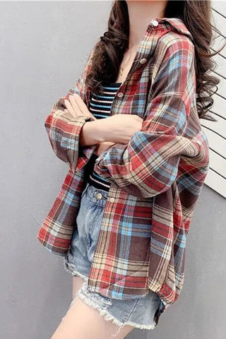 Retro Colors Casual Plaid Shirt
