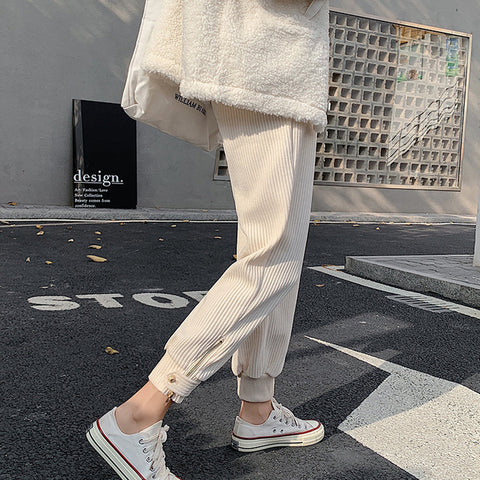 High Waist Zipper Corduroy Pencil Long Pants