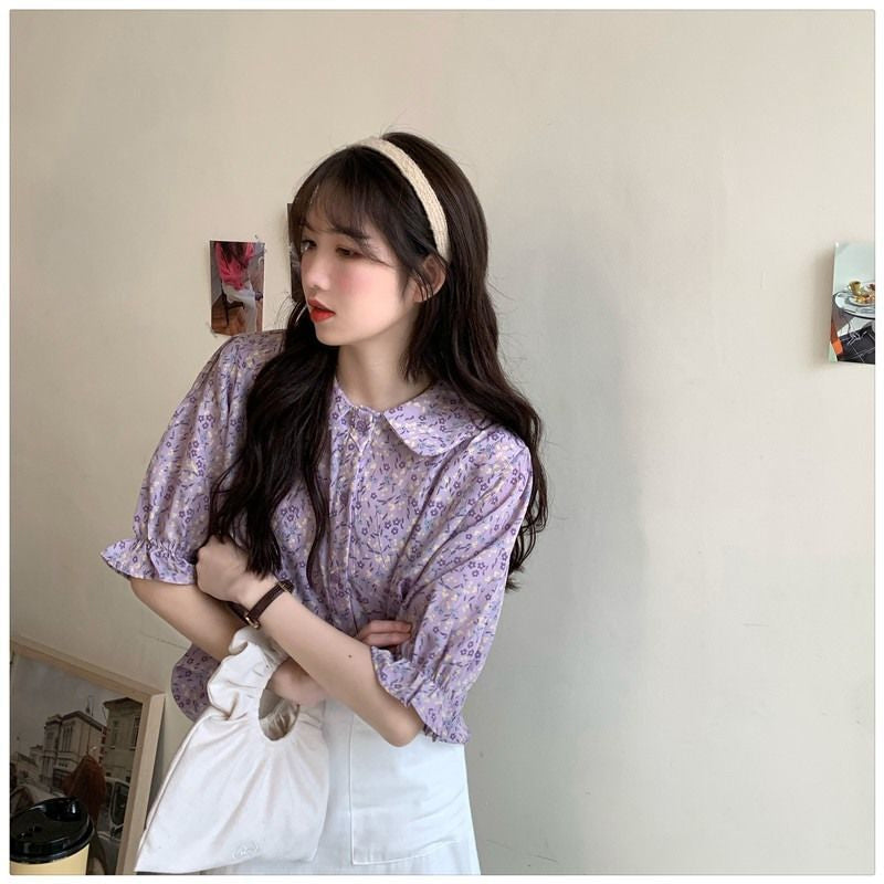 Casual Retro Floral Pattern Elegant Shirt