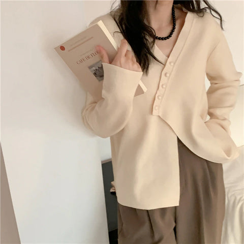 Irregular Button Loose Cardigan Sweater