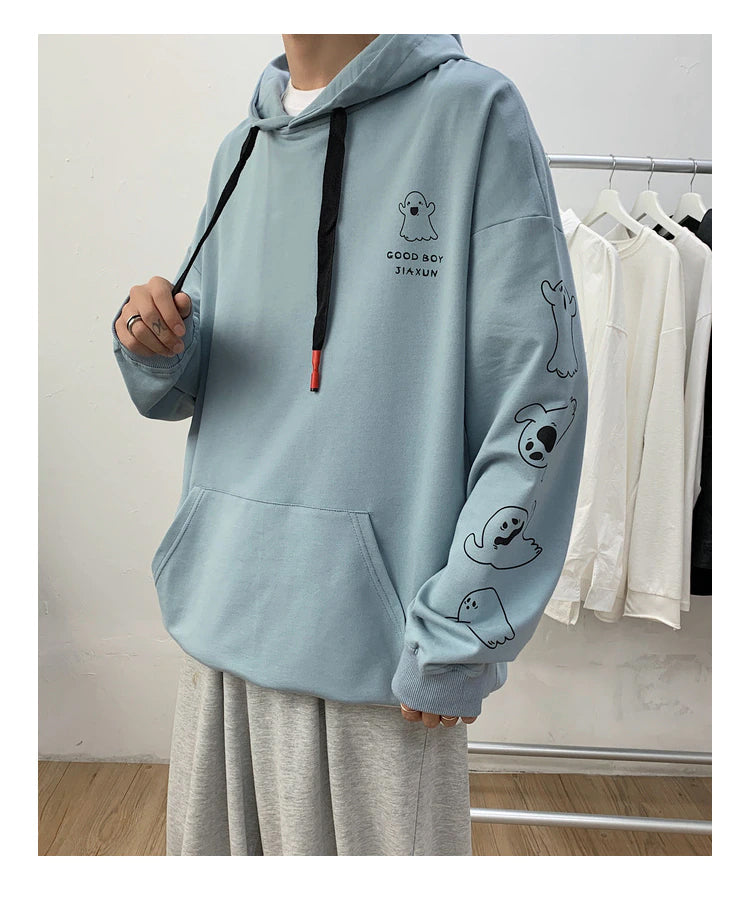 Cute Ghost Sleeve Printed Hoodie