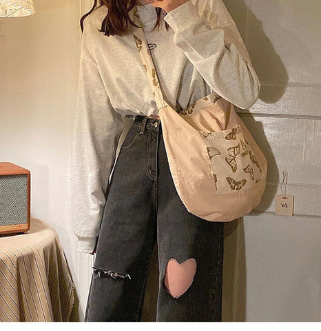 High Waist Heart Shape Loose Long Jeans Pants