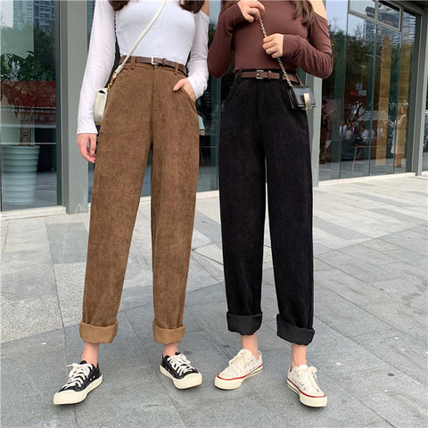 High Waist Full Corduroy Loose Pants