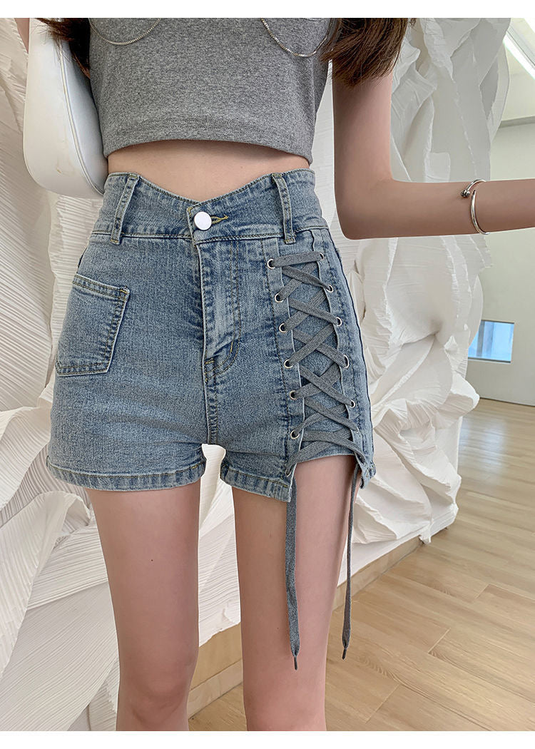 Sexy klassische Jeansshorts mit Schnürung 