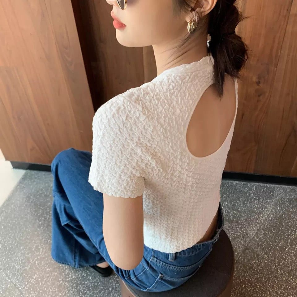 Sexy Strickshirt mit ausgehöhltem Rücken 