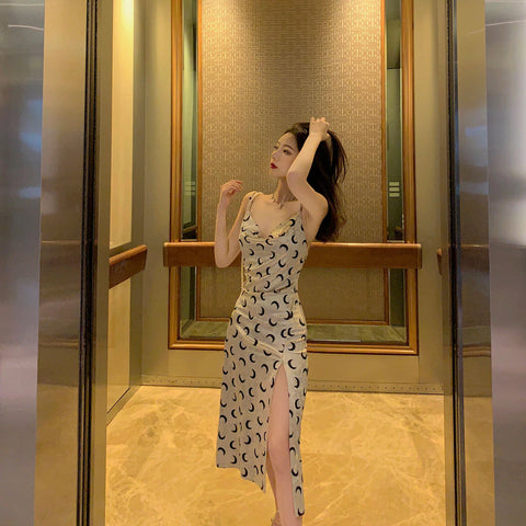 Moon Pattern Slim Sexy Dress