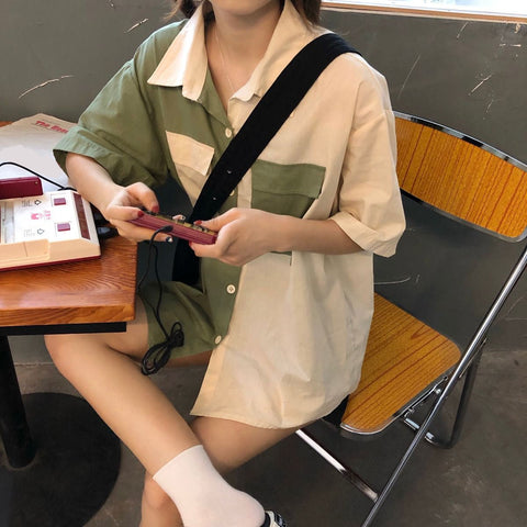Half Sleeve Colors Short Sleeve Blouse Shirt