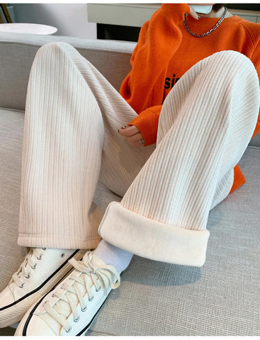 High Waist Fleece Inside Loose Thick Pants
