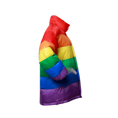 Regenbogen gestreifter Mantel Parka Jacke