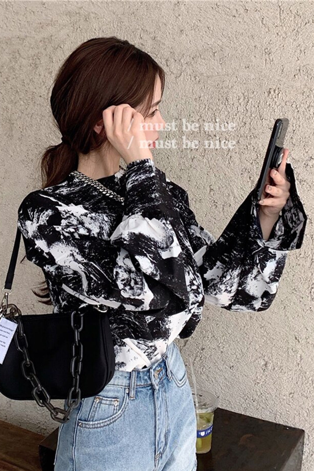 Ink Printed Casual Office Blouse Shirt