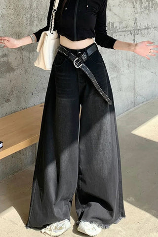 High Waist Loose Wide Leg Oversize Black Jeans Pants