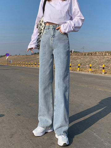 High Waist Vintage Wide Leg Full Length Jeans