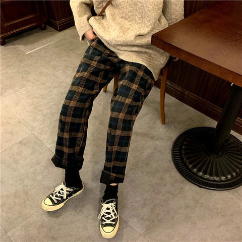 Retro Plaid Colors Long Pants