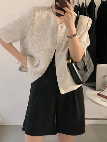 Short Sleeve Elegant Slim Office Blazers