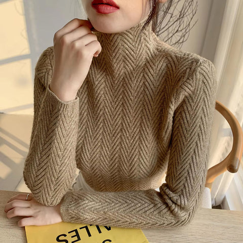 Long Sleeve High Neck Casual Turtleneck Sweater