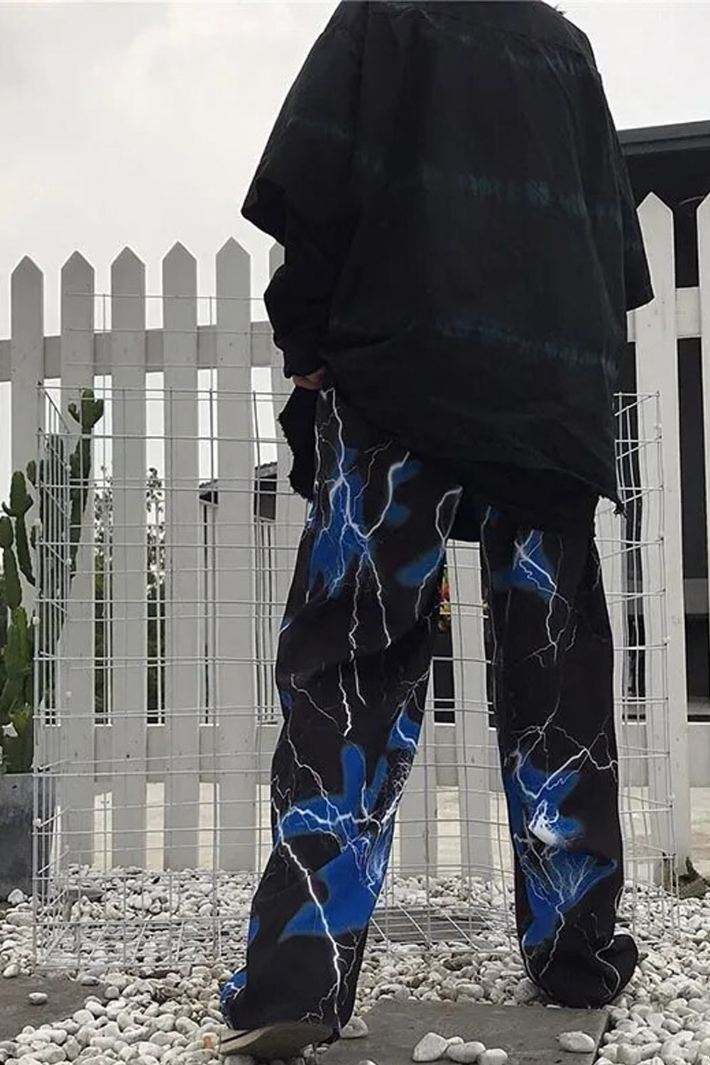 Pantalones largos de hip hop con estampado de relámpagos y truenos 