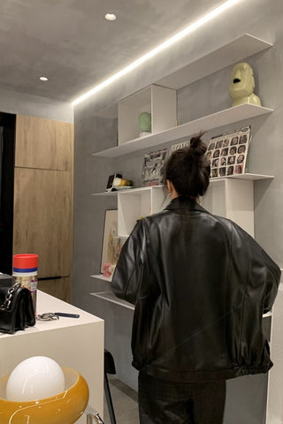Loose Retro Faux Leather Women Jackets