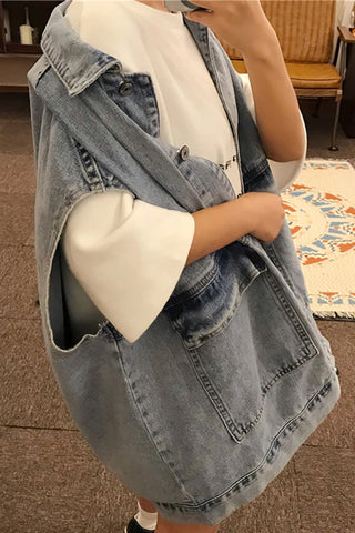Oversize Sleeveless Denim Vest Jacket