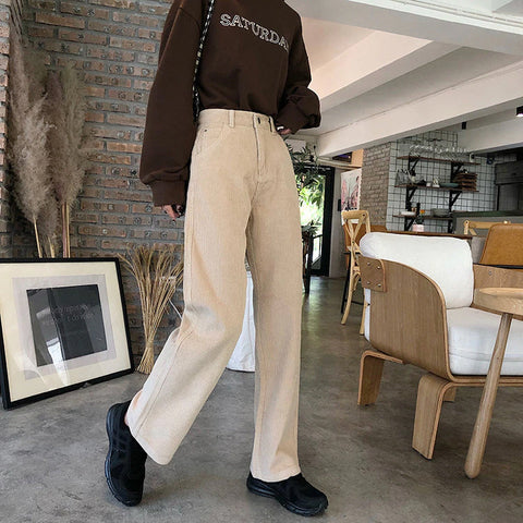 High Waist Full Corduroy Loose Pants