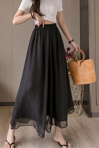 High Waist Loose Wide Leg Mesh Chiffon Pants