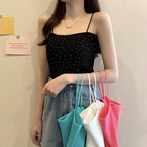 Sexy Little Beading Camisole Crop Tops