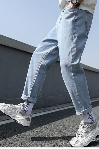 High Waist Long Slim Men Jeans Pants
