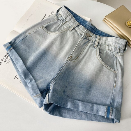 High Waist Elegant Gradient Denim Shorts Jeans