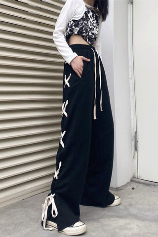 Loose Side Tie Style Jogging Pants