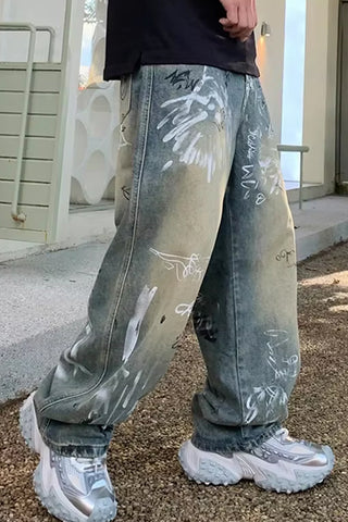 Loose Art Graffiti Hip Hop Jeans Pants