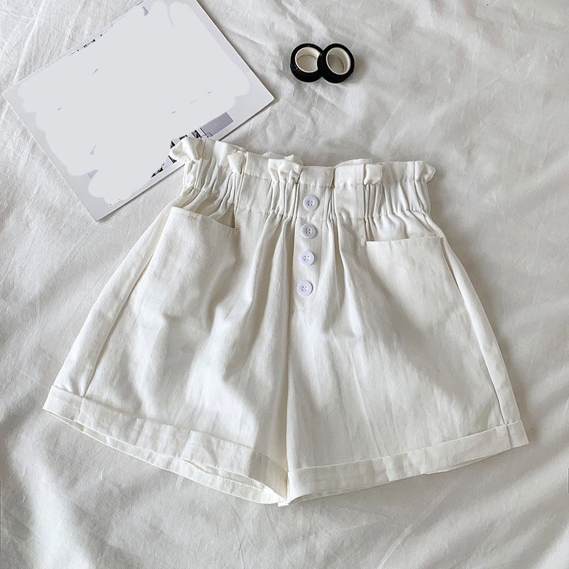 Elastic Waist Ruffle Elegant Summer Shorts