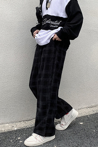 Casual Hip Hop Plaid Corduroy Loose Pants