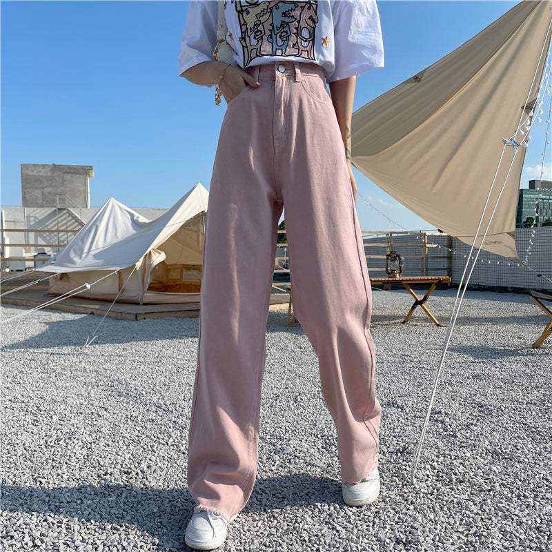 High Waist Loose Light Colors Jeans Pants