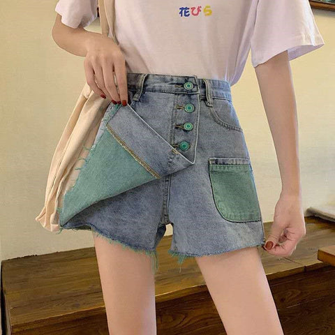 High Waist Color Jeans Short Skirts