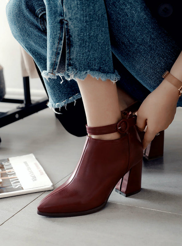 Pointed Toe Square Heel Women Boots Fashion