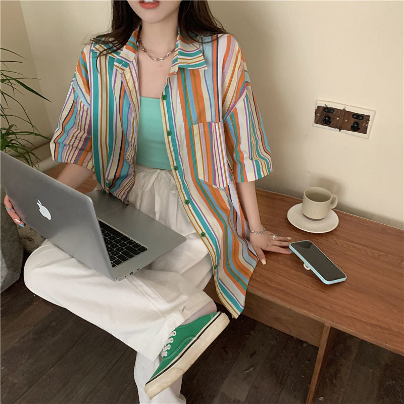 Camisa blusa vintage de rayas retro 