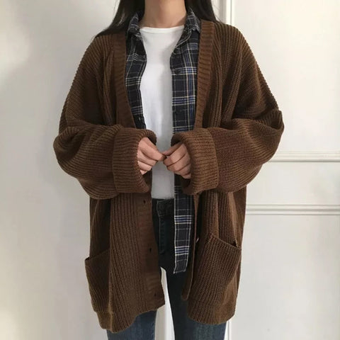 Loose V-Neck Knitted Slim Sweater