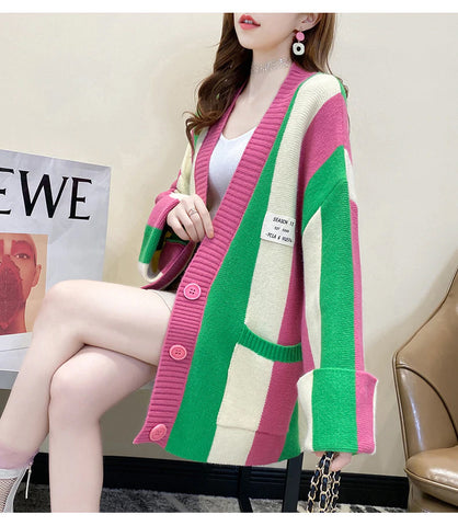 Casual Striped Cardigan Coat