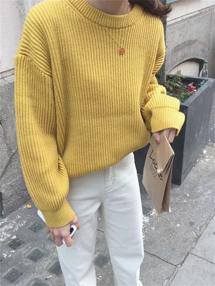 Long Sleeve Vintage O-Neck Sweater