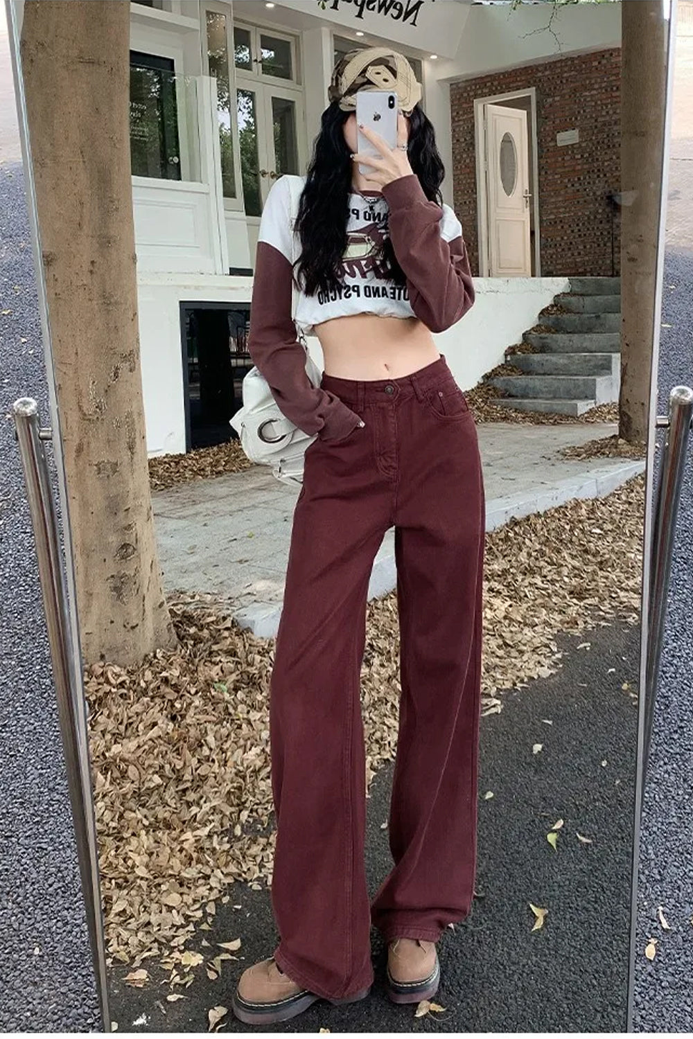 High Waist Dark Colors Loose Pants