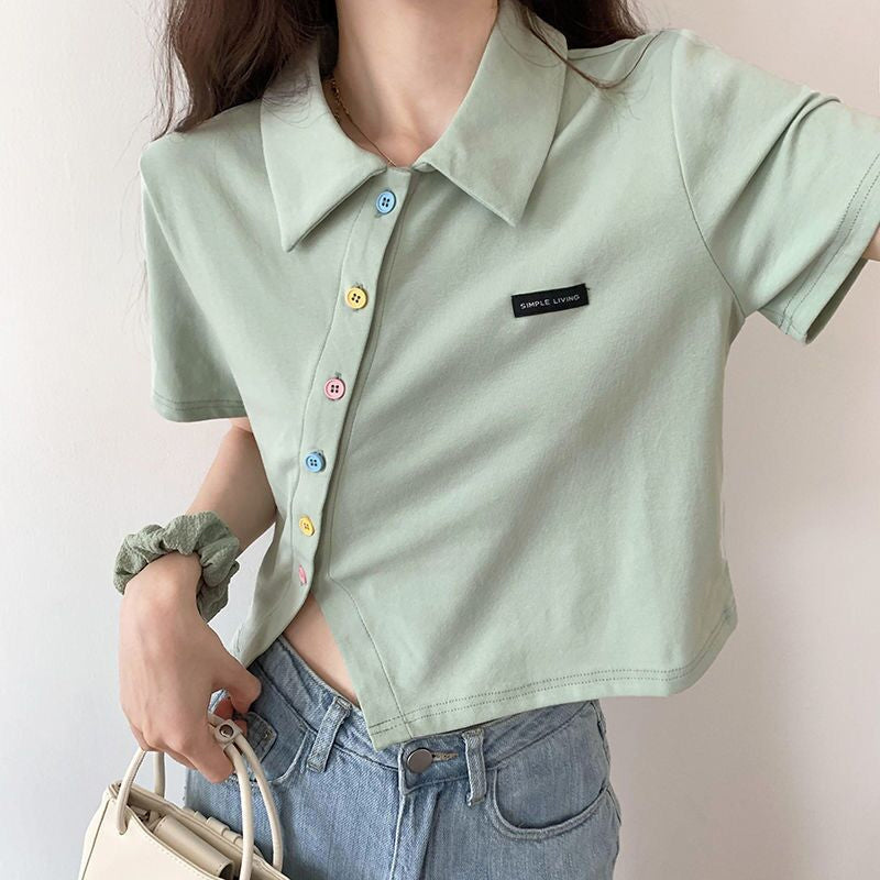 Short Sleeve Irregular Button Shirt