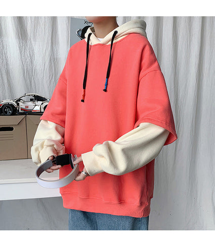 Sudadera con capucha de hip hop de dos piezas falsa 