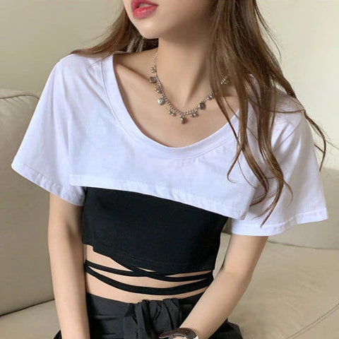 Sexy 2 Piece Set Cropped Shirt