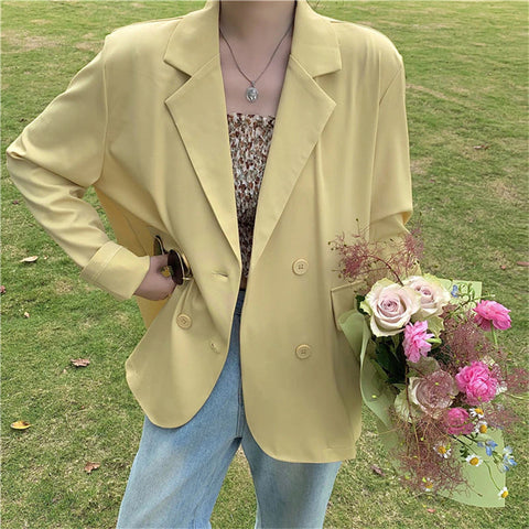 Loose Simple Notched Blazer Jacket