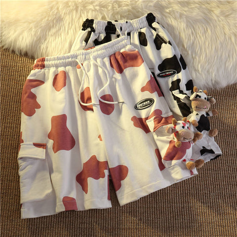 Cow Milk Pattern Sweet Casual Shorts Pants