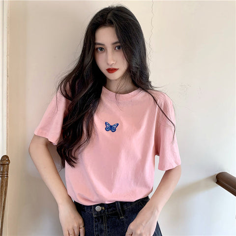 8 Colors Butterfly Embroidered Shirt