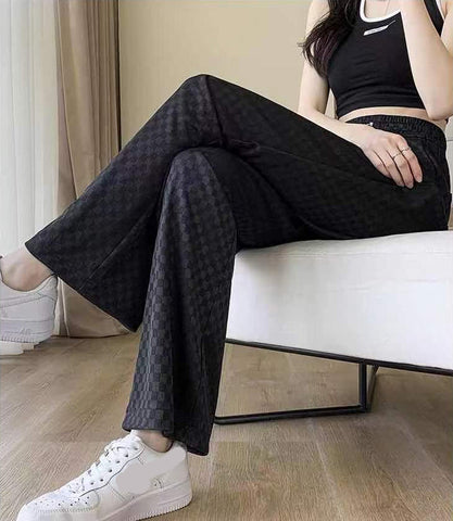 High Waist Checkered Colors Long Loose Pants