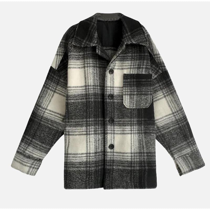 Wool Plaid Blends Coat Jacket