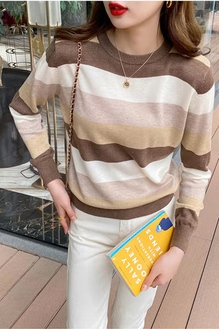 O-Neck Striped Casual Slim Sweater