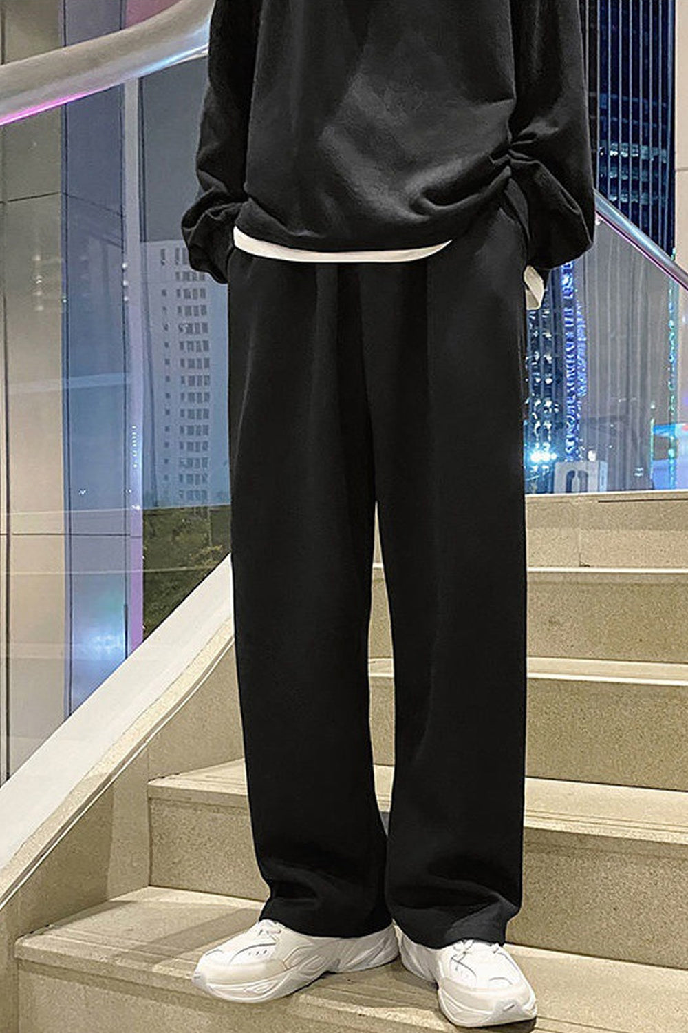 Loose Wide Leg Solid Long Men Sweatpants