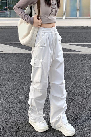 High Waist Retro Cargo Pocket Pants